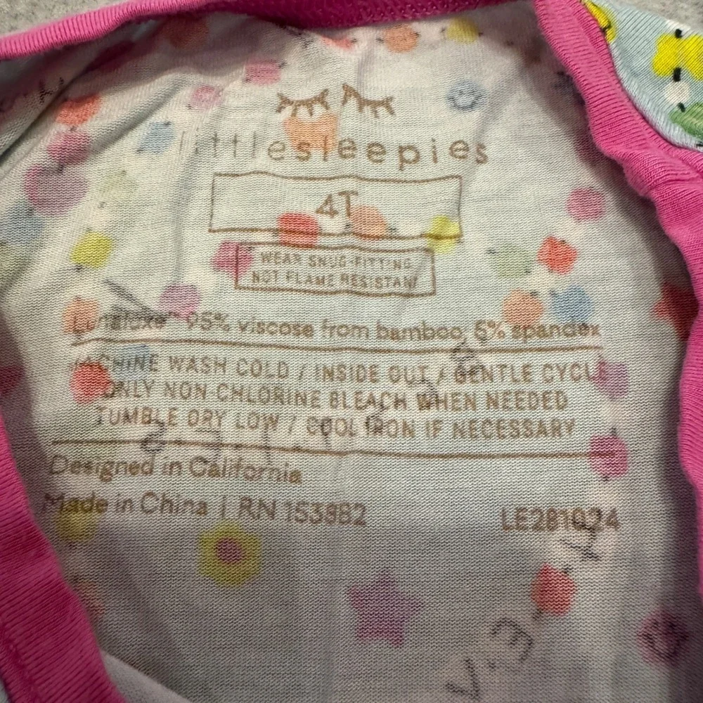 Little Sleepies Besties Friendship Bracelet Bamboo Pajama Set Blue Pink 4T